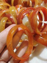 Natural Agate  Baby Bangle, Red Oranger Carnerial Gemstopne  50mm (baby ... - $28.50