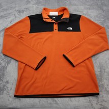 The North Face Sweater Mens L Orange Black Chest Button Microfleece Pull... - $24.63