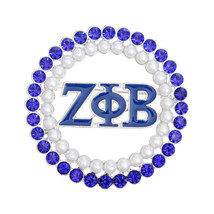 Brooch Blue White Zeta Round Pin for Women - $697.71 MXN