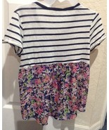 Cato Girls Hi Low Shirt White W Blue Stripes  &amp; Flowers Girls Size 18 NWOT - £11.06 GBP