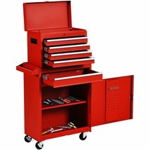 Red Heavy Duty Steel Lockable Rolling Tool Chest Mobile Garage Storage Cart - $6,016.46 MXN