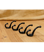 4 Cast Iron Black School Style Coat Hooks Hat Hook Rack Hall Tree Acorn ... - €16,98 EUR