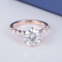 3Ct Rose Gold Plated Moissanite Engagement Ring 925 Sterling Silver D Color VVS - £278.16 GBP