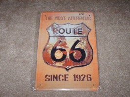 Route 66 Tin Metal Sign 8&quot; X 12&quot;     - £19.78 GBP