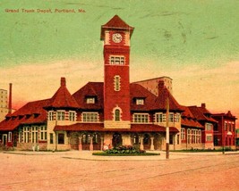 Grand Trunk Railroad Depot Portland Maine ME 1909 DB Postcard - £3.12 GBP