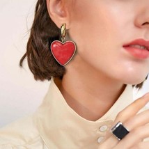 Big Heart Earrings Street Style Love Cute Statement Earrings Korean Jewelry Gift - £6.24 GBP