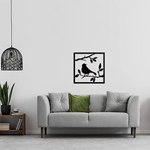 LaModaHome Metal Wall Art Bird on a Bough Black Wall Decor, Living Room, Bedroom - £48.22 GBP