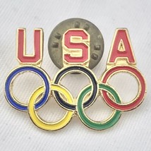 USA Olympic Rings Vintage Pin Brooch Multi Color - $9.95