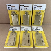 Lot of 6 - Stanley Square Corner 3-1/2&quot; Brass Door Hinge (69-0275) Satin Brass - £11.21 GBP