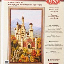 EnchantStitch Neuschwanstein Castle Cross Stitch Kit - Captivating White Embroid - £124.23 GBP