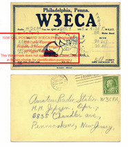 1934 Cartoon Art Philly Postcard, QSL Cartoon Art Card W3ECA - £12.98 GBP