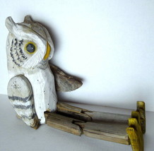 Owl Carved Wood Shelf Sitter Figure 22&quot; Tall all original paint - £57.38 GBP