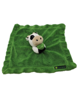 John Deere Baby Lovey Cow Security Blanket 13&quot; Square Snuggle Buddy Gree... - £6.91 GBP