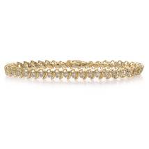 3.05 Carat Diamond S Link Tennis Bracelet 14K Yellow Gold - £2,682.36 GBP