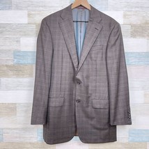 Hickey Freeman Plaid Sport Coat Brown Wool Two Button Bespoke USA Made M... - $217.79