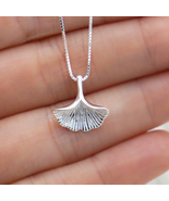 Sterling Silver 925 Ginko Leaf Pendant with Chain, gift for her, Christm... - $35.00