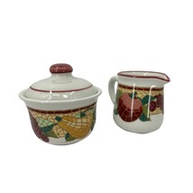 Pier 1 canister set creamer and sugar earthenware Mosaic Fruit Italy - £9.57 GBP
