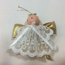 Vintage 90s Handmade Lace Angel Christmas Tree Ornament Holiday - $19.99