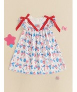 NEW 4th of July Patriotic Flag &amp; Bows Girls Sleeveless Smocked Embroider... - $5.99+