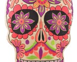 Multi Color Sugar Skull Throw Pillow Detailed Colors Embroidered Decorat... - $28.95