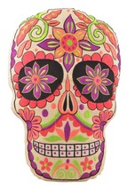 Multi Color Sugar Skull Throw Pillow Detailed Colors Embroidered Decorative Gift - £22.80 GBP