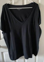 Ava &amp; Viv Black Short Sleeve Relaxed Fit V-Neck Knit Shirt Size 3X - £7.11 GBP