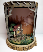 Rustic Cabin by Lake Pond Shadowbox Night Light Accent Lamp Camping Fishing Camp - $69.78