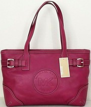 Michael Kors Millbrook Magenta Pink Leather Logo Top Zip Large Tote Bagnwt! - £191.83 GBP