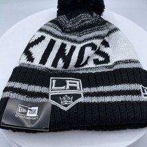 NHL Los Angeles Kings Stripped New Era Knit Beanie Black White With Pom - £12.45 GBP