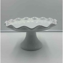 10&quot; Ceramic Dessert Cake Stand | Ivory Color | Scalloped Edge - £11.15 GBP