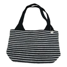 The Sak Woven Bag Womens Black &amp; White Striped Handbag Purse Small Tote - £22.41 GBP