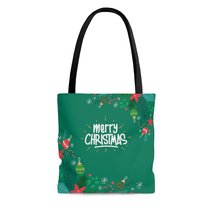 Merry Christmas Balls Bristol XMas Green AOP Tote Bag - $17.65+