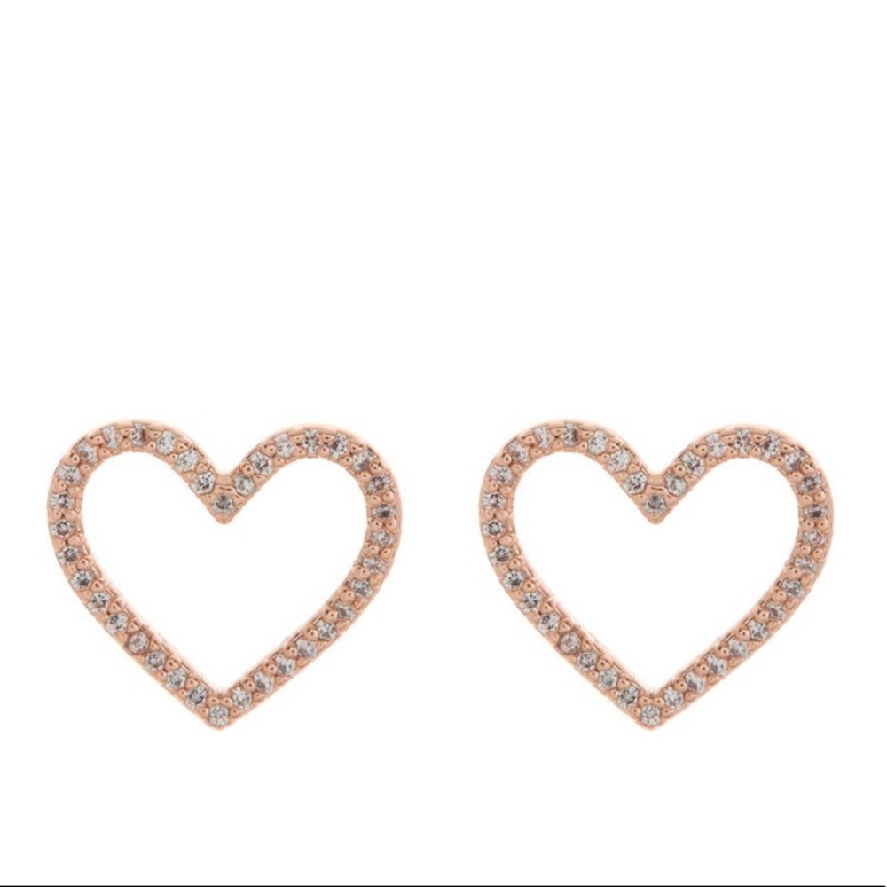 Primary image for KATE SPADE NEW YORK Pave Heart Stud Earrings, Rose Gold/Diamond Crystal, NWT