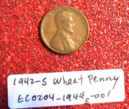 1942 S Lincoln Wheat Penny Filled Mint Mark &amp; Die Break Errors; Old Coin Money - £31.32 GBP