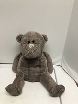 Elements Decorative Door Stopper Brown Plaid Monkey Weighted - $11.88