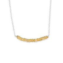 Faceted Citrine Bead 16&quot; Chain Necklace -November Birthstone 925 Sterling Silver - $120.54