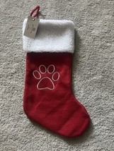 Bee &amp; Willow Christmas Knit Stocking Embroidered Silver Paws - £9.48 GBP