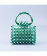 Green Crystal Bead Bag,Women Handbag, Top Handle Bead Bag,Green Bead Pur... - £44.03 GBP