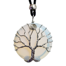 Tree of Life Opalite Spiral Full Moon Pendant And Necklace Wire Wrap Jewellery - £7.87 GBP