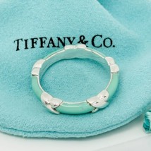 Size 9.5 Tiffany Signature X Kiss Ring in Blue Enamel and Sterling Silver - £591.83 GBP