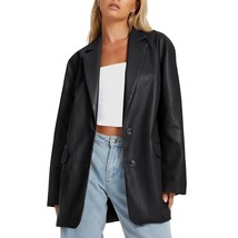 Womens Leather Jackets Oversized Faux Leather Bomber Jacket Moto Leather... - $96.99