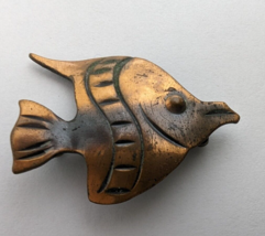 Vtg Copper  FISH Brooch Pin  Mid Century Modernist Brutalist  Brooch unsigned - £15.79 GBP
