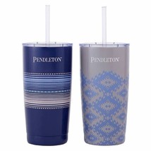 Pendleton Tumblers Cups Set Of 2 NEW 20 oz Double Wall Vacuum Insulated Blue - £22.22 GBP