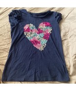 Sonoma Girls Shirt Size 6 Navy W/ Sequin Heart - £3.67 GBP