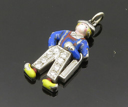 PLATINUM - Vintage Antique Genuine Diamonds &amp; Enamel Man Pendant - GP095 - £384.49 GBP