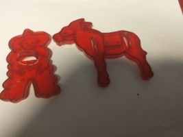 Vtg HRM Red Plastic Cookie Cutter  Cowboy &amp; Unbranded Donkey, Mule Western  - $5.94