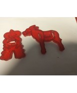Vtg HRM Red Plastic Cookie Cutter  Cowboy &amp; Unbranded Donkey, Mule Western  - £4.65 GBP