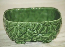 Art Pottery Succulent Bonsai Planter Spring Garden Footed Green Pot Vintage MCM - £25.62 GBP