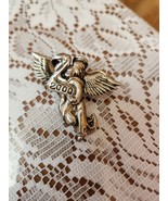 ANGEL 2000 BROOCH Pin Silver Tone Signed HOL 99 Heaven Religious Wings H... - $20.51 CAD