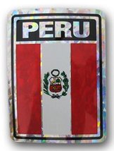 K&#39;s Novelties Wholesale Lot 12 Peru Country Flag Reflective Decal Bumper Sticker - £10.08 GBP